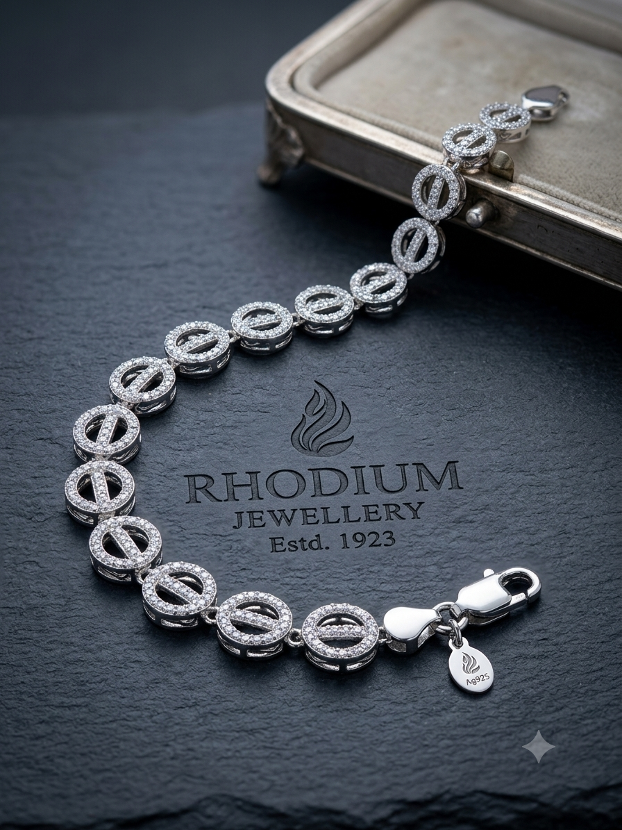Rodium silver bracelet